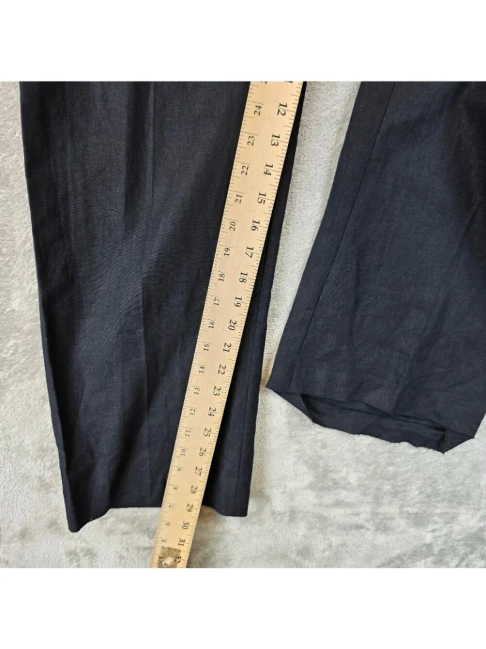 Zara Pants Womens M Black Linen Viscose Straight Leg Elastic Waist Relaxed